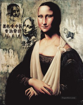big fake Mona Lisa 3 textured Oil Paintings
